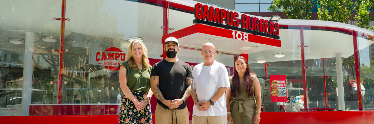 Lark and Jim Angelopoulos from Campus Burger with Deanna and Sandee